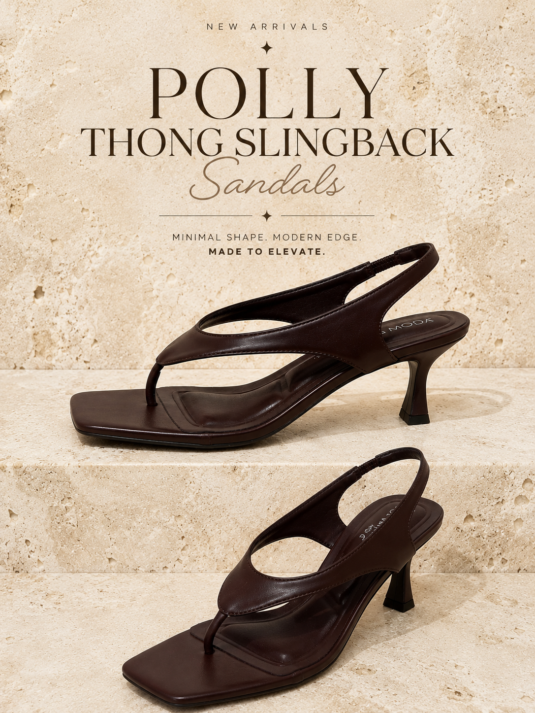 “POLLY” THONG SLINGBACK SANDALS