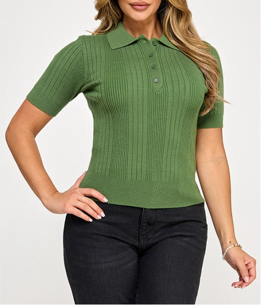 “HILARY” POLO SWEATER SHIRT