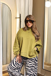 “HEIDY” MOCK NECK PULL OVER SWEATSHIRT WITH POCKETS