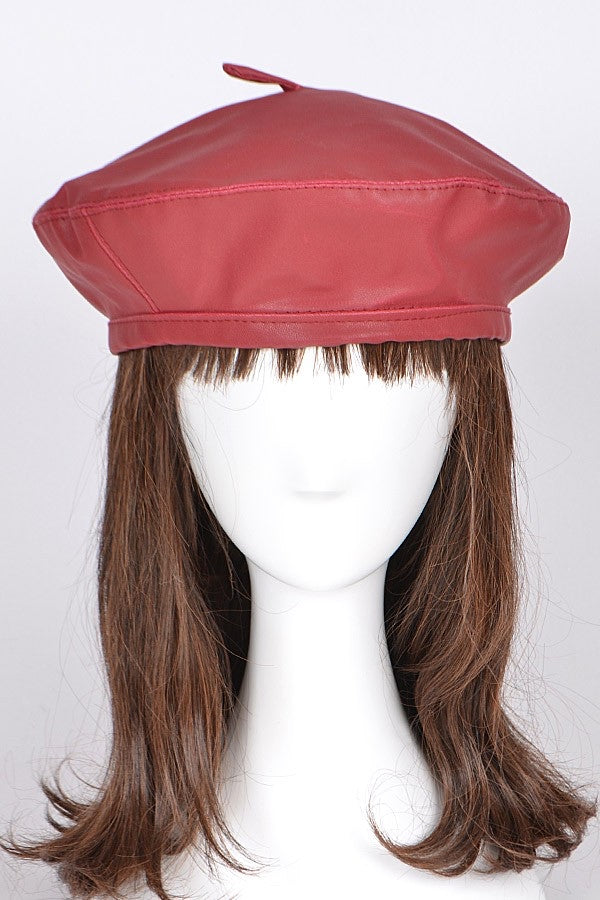 FAUX LEATHER BERET