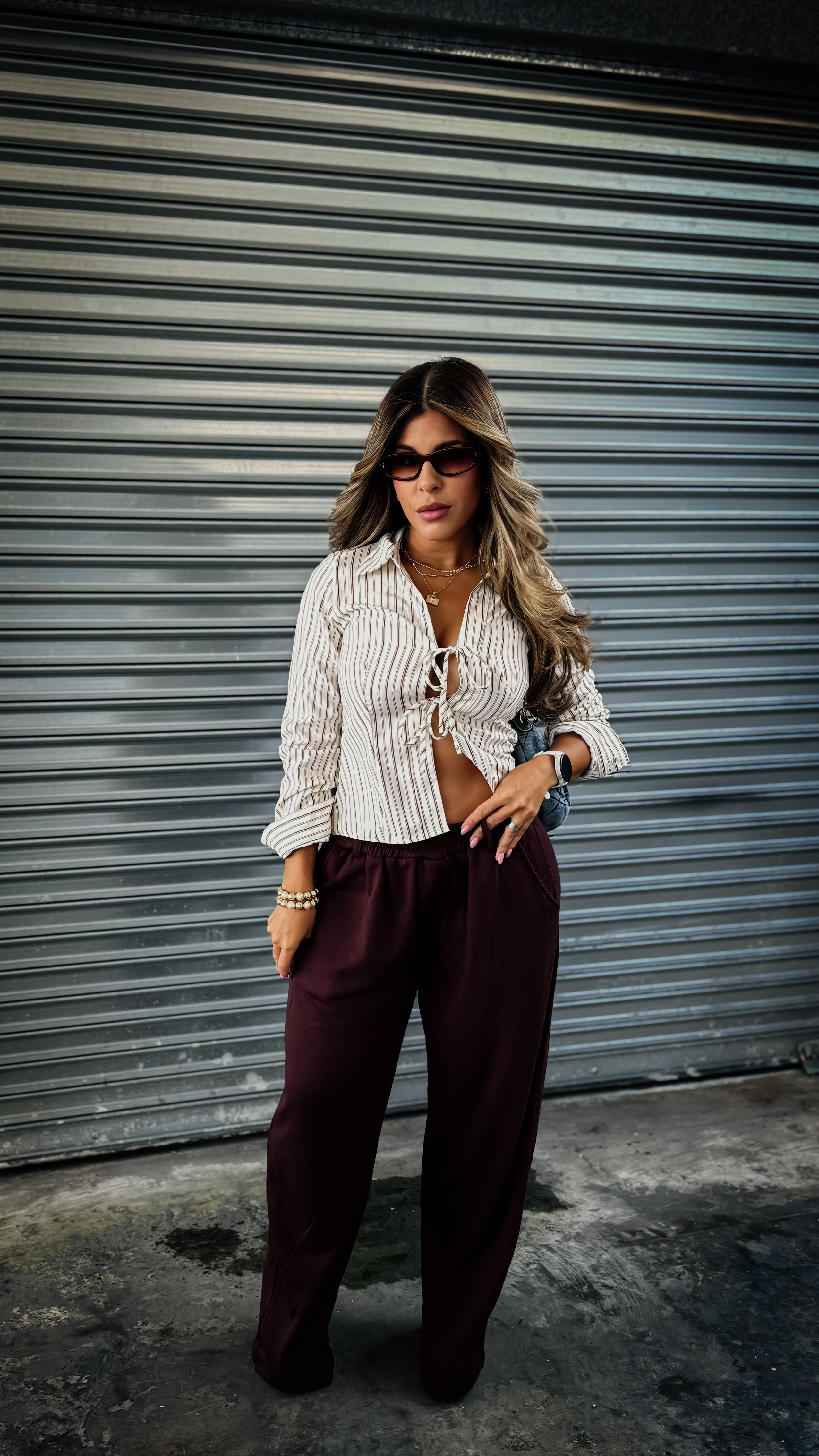 “PIPER” STRIPED COLLARED LONG SLEEVE SHIRT