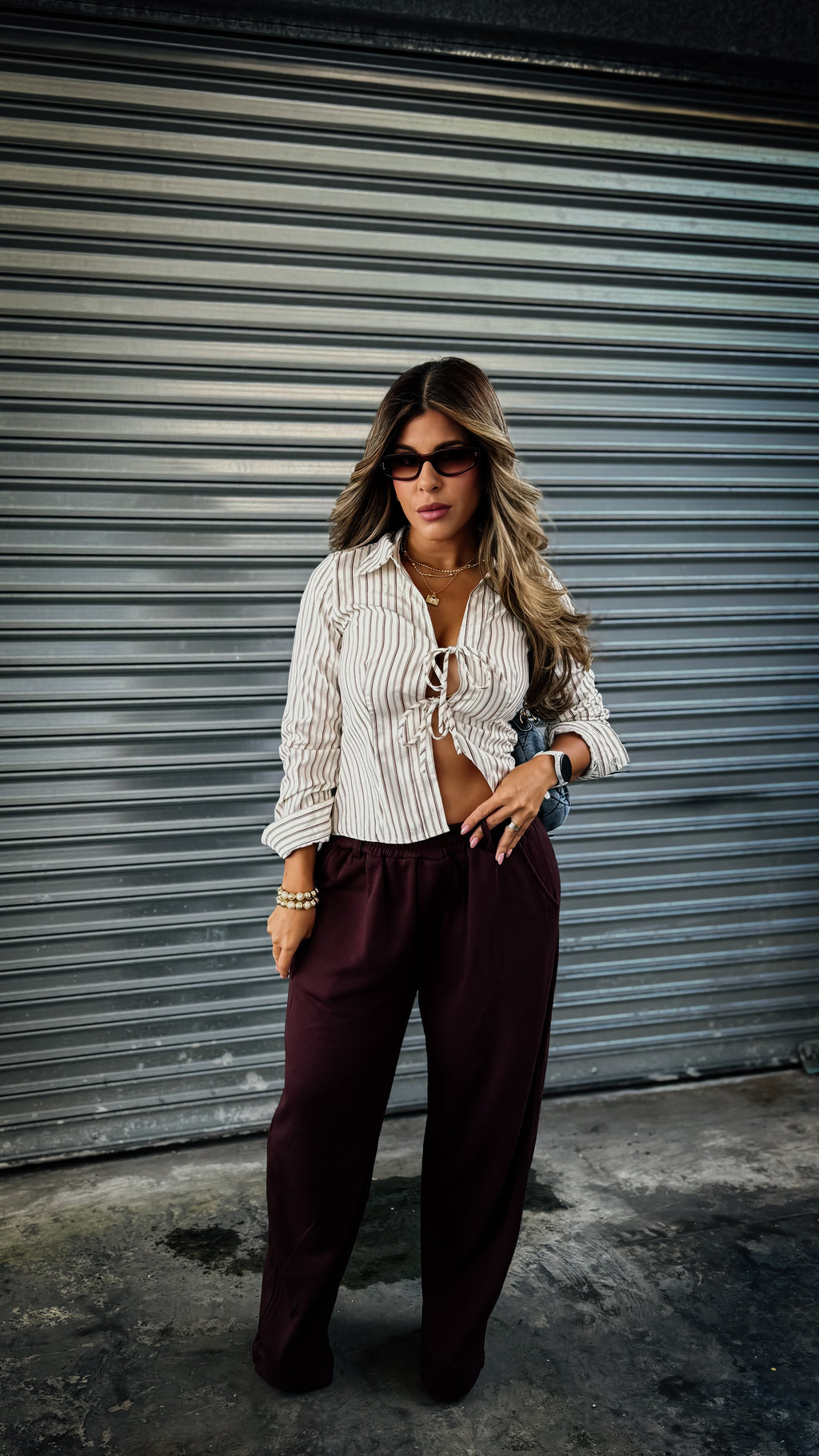 “PIPER” STRIPED COLLARED LONG SLEEVE SHIRT