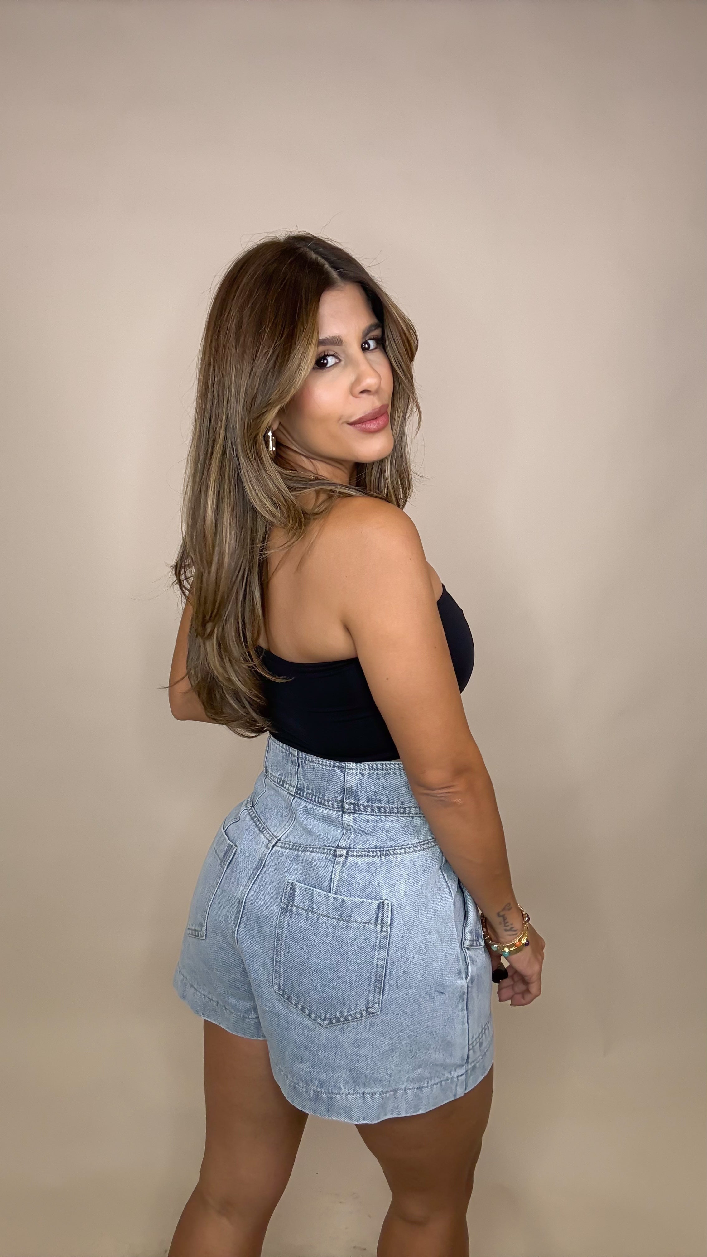 “MINERVA” WASHED DENIM SHORT