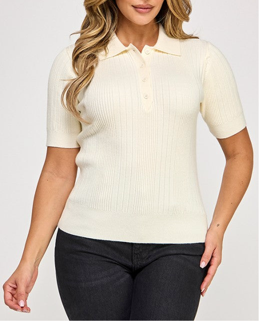 “HILARY” POLO SWEATER SHIRT
