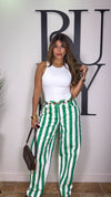 “ITALY” STRIPED WIDE LEG PANTS