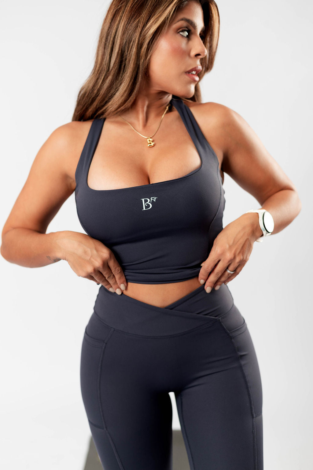 “TONED” SQUARE NECK TANK TOP AND HIGH-WAISTED LEGGINGS SET