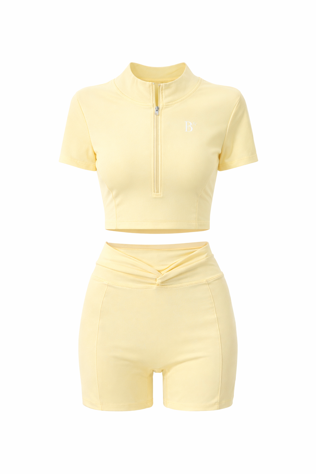 “ROUTINE” HIGH COLLAR SHORT SLEEVE TOP WITH BIKER SHORT