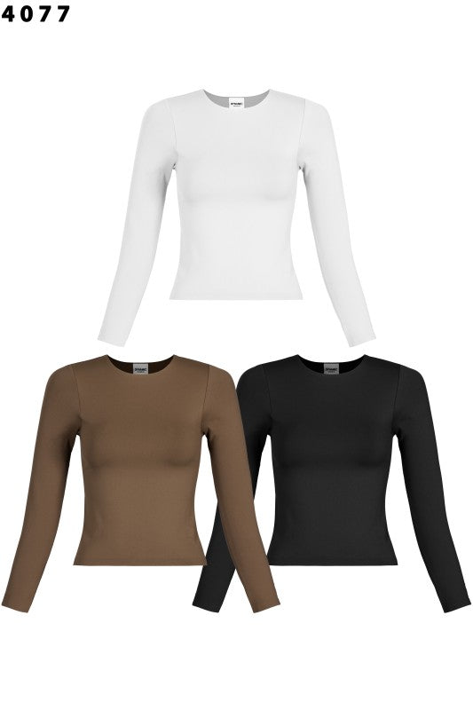 “LUA” ROUND NECK LONG SLEEVE BASIC TOP