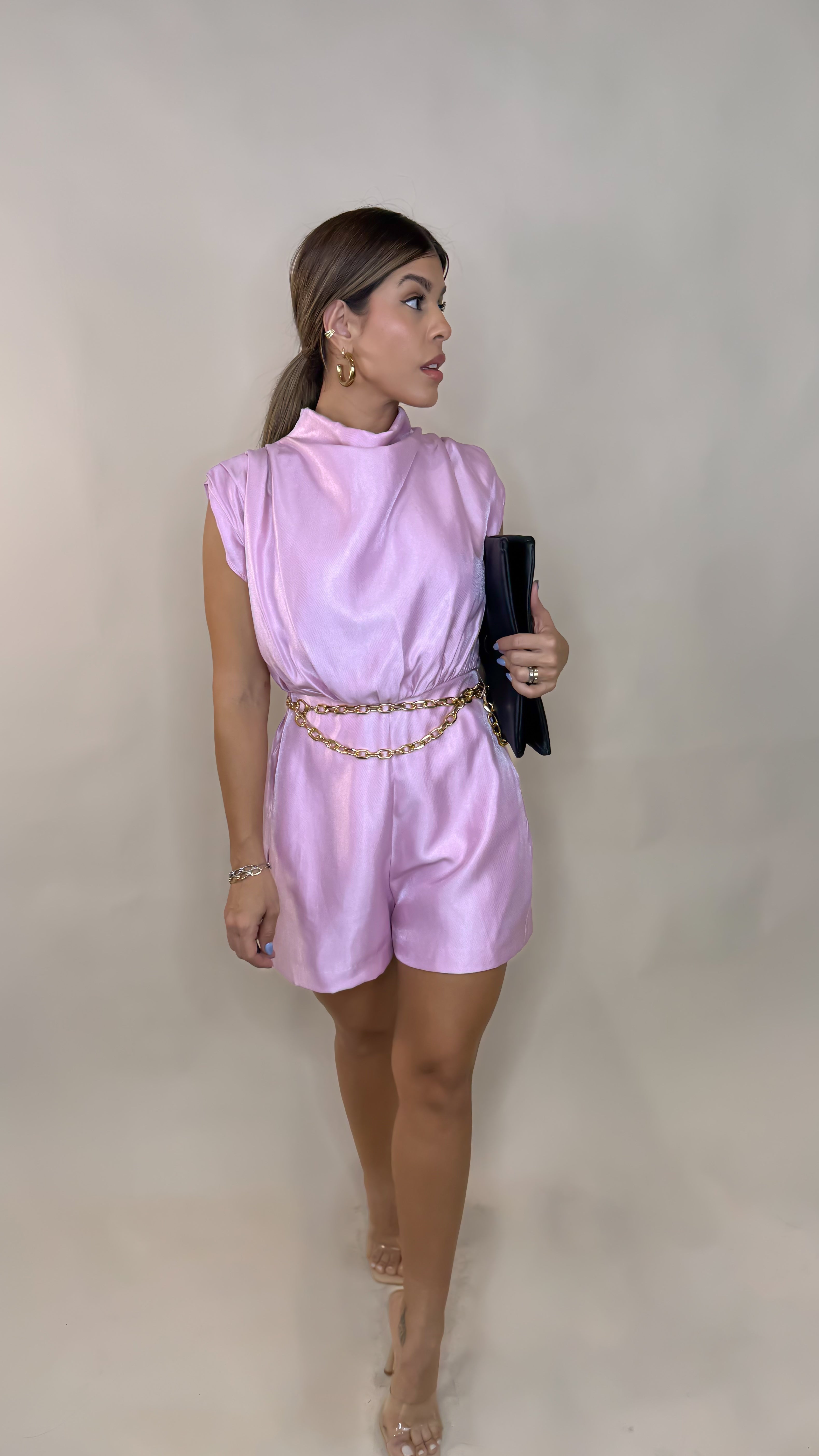 “ANA” HIGH COWL NECK ROMPER
