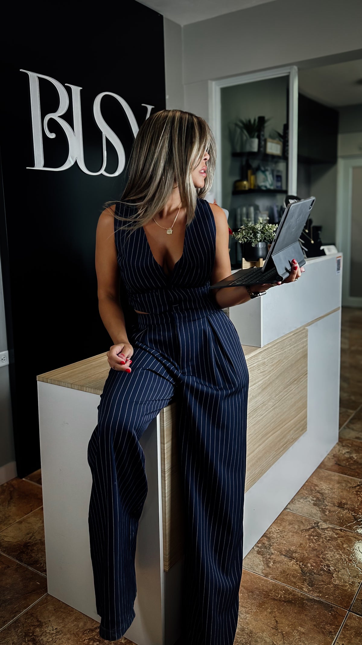 “LORI” STRIPED JUMPSUIT