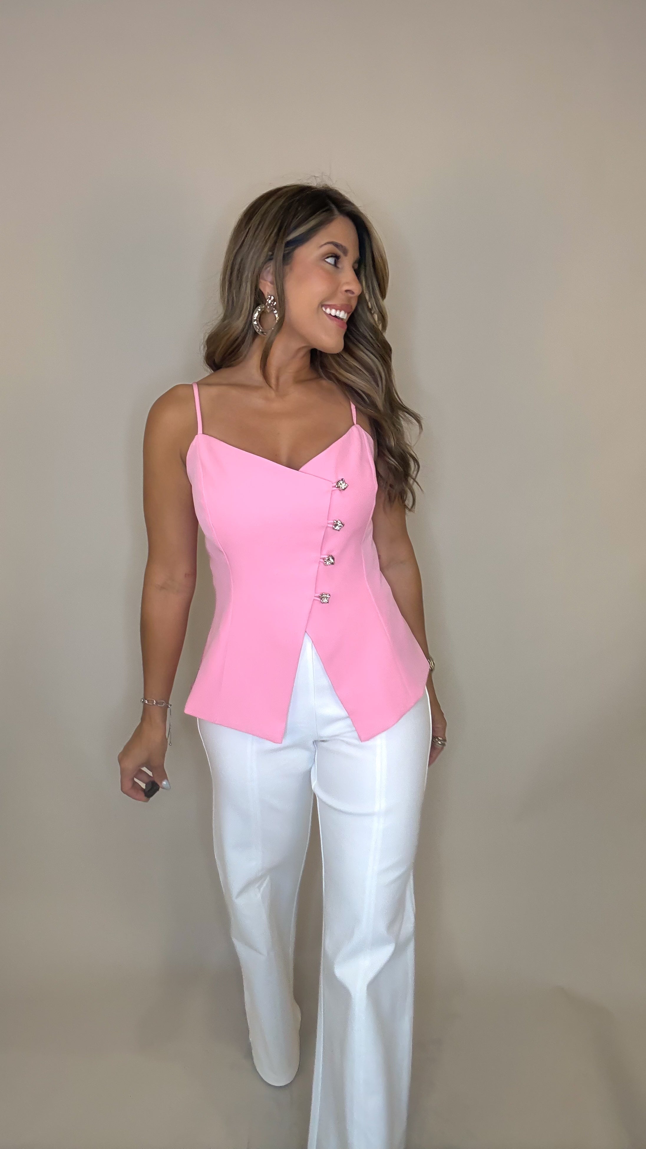“NOAH” BUTTON DETAIL VEST TOP