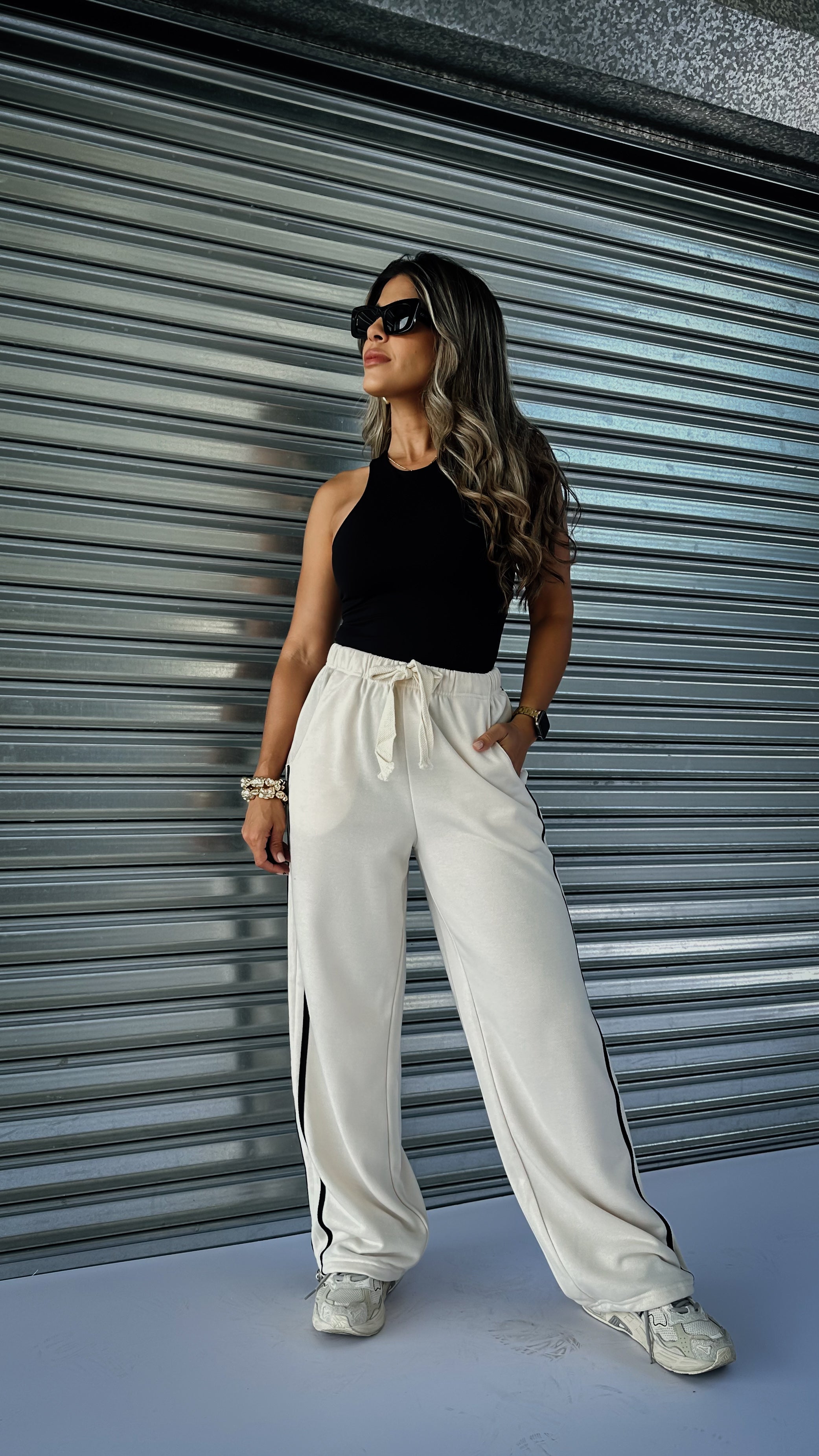 “NADIA” TRACK PANTS IVORY
