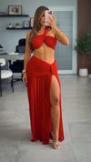 “LEAH” MAXI SKIRT AND BRA TOP SET