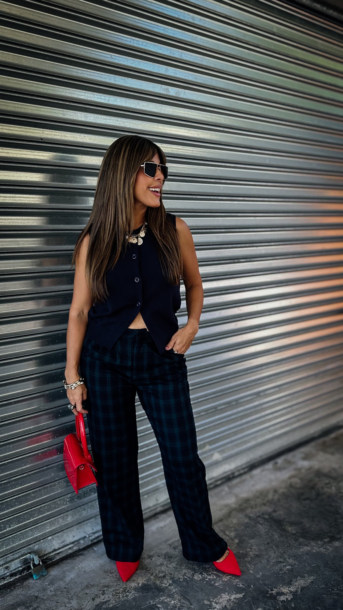 "JOLLY" PLAID HIGH WAISTED PANTS