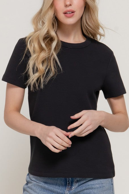 “BASICALLY” SHORT SLEEVE BASIC TEE