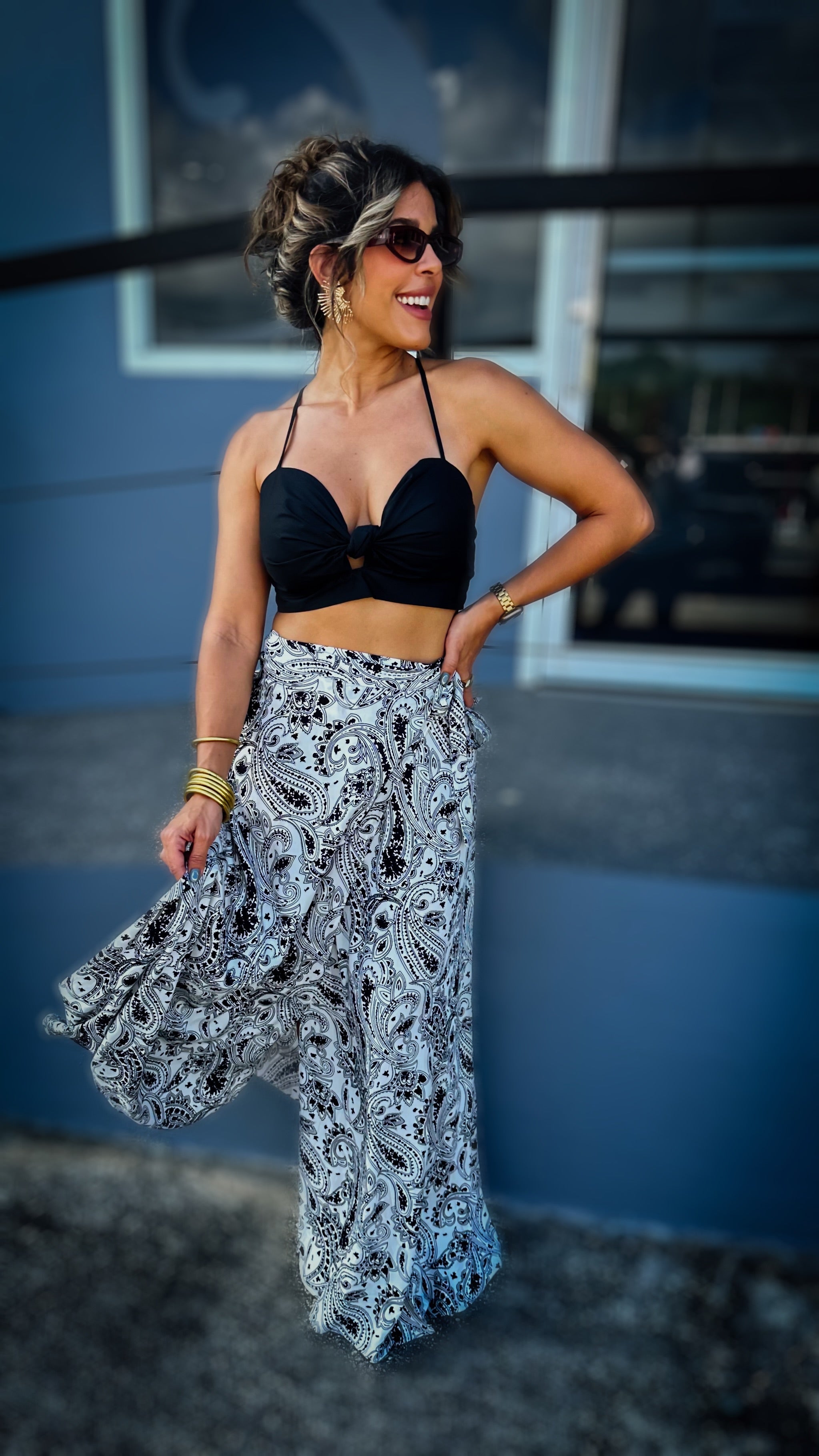 “TROPI” CROPPED TOP AND MAXI SKIRT SET