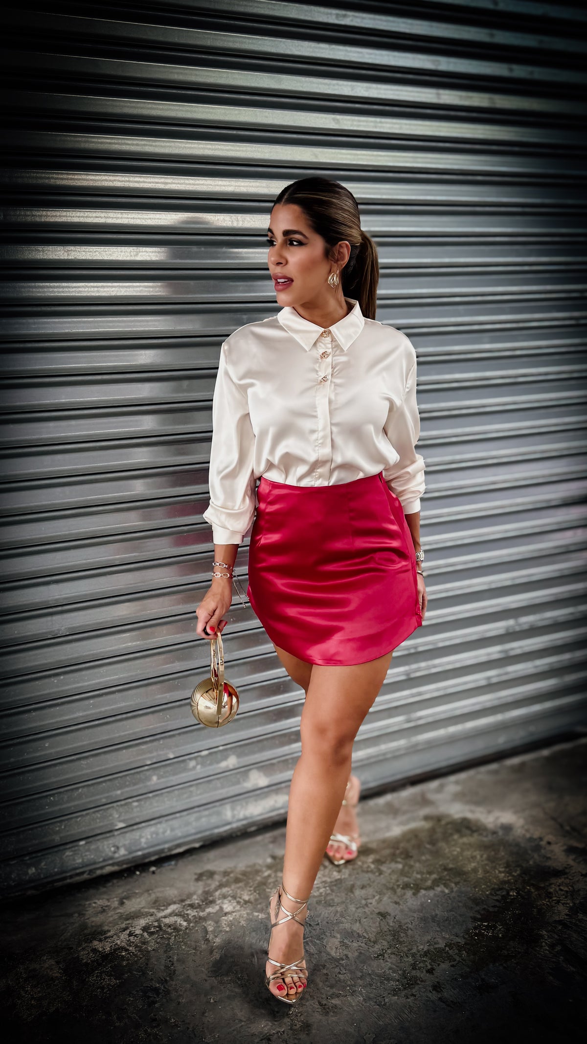 “CHRISTY” SATIN MINI SKIRT