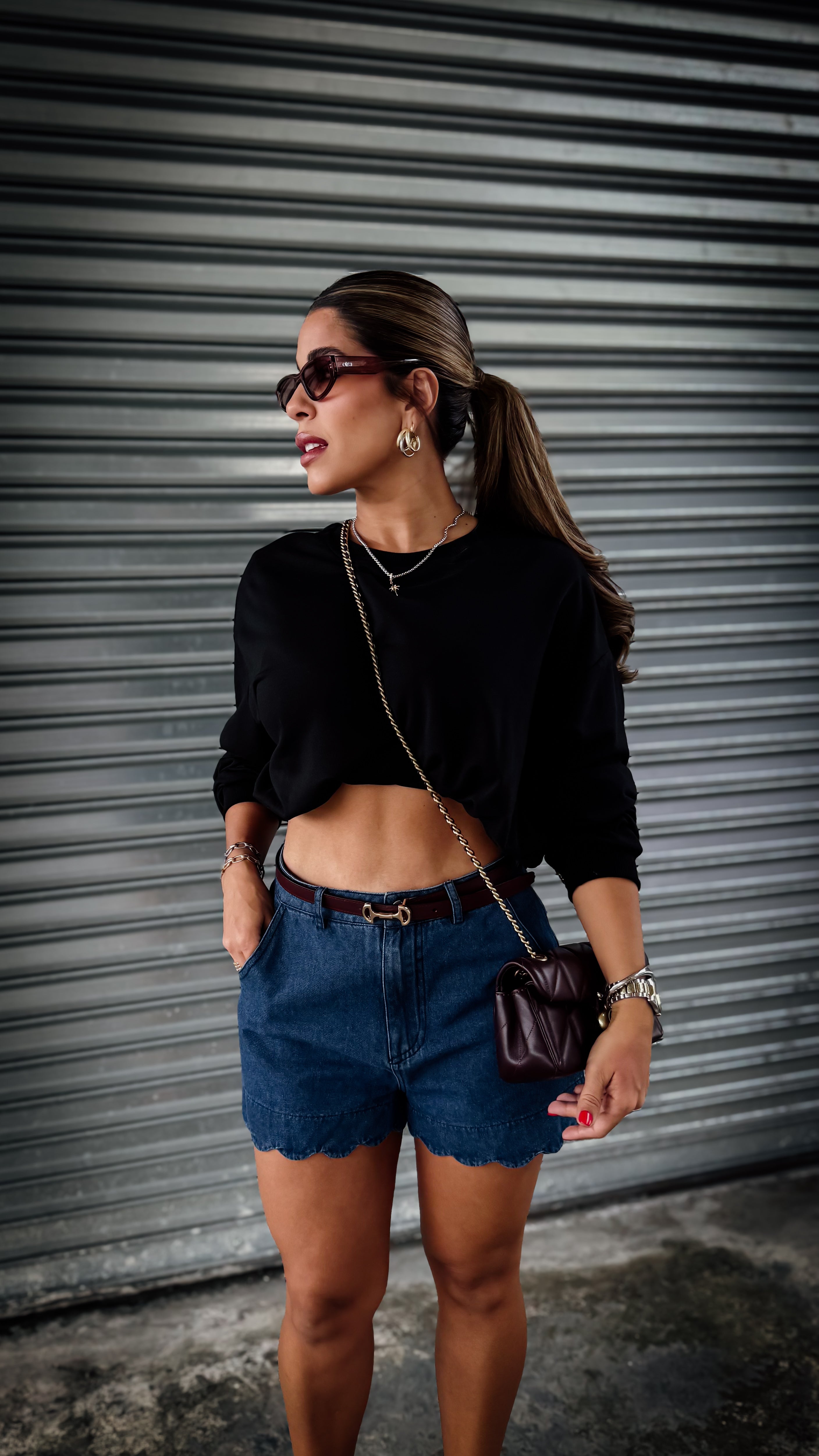 Preorden  “TINA” HIGH WAISTED DENIM SHORT WITH SCALLOP DETAIL