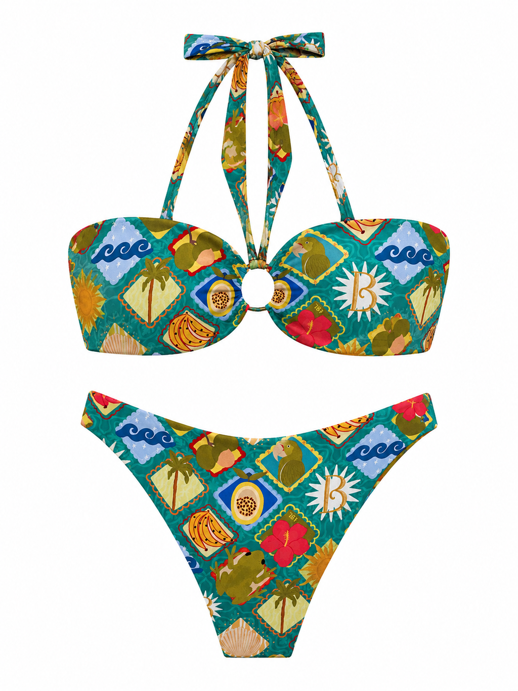 “ISLA MIA” HALTER BRA AND HIGH WAIST BIKINI SET