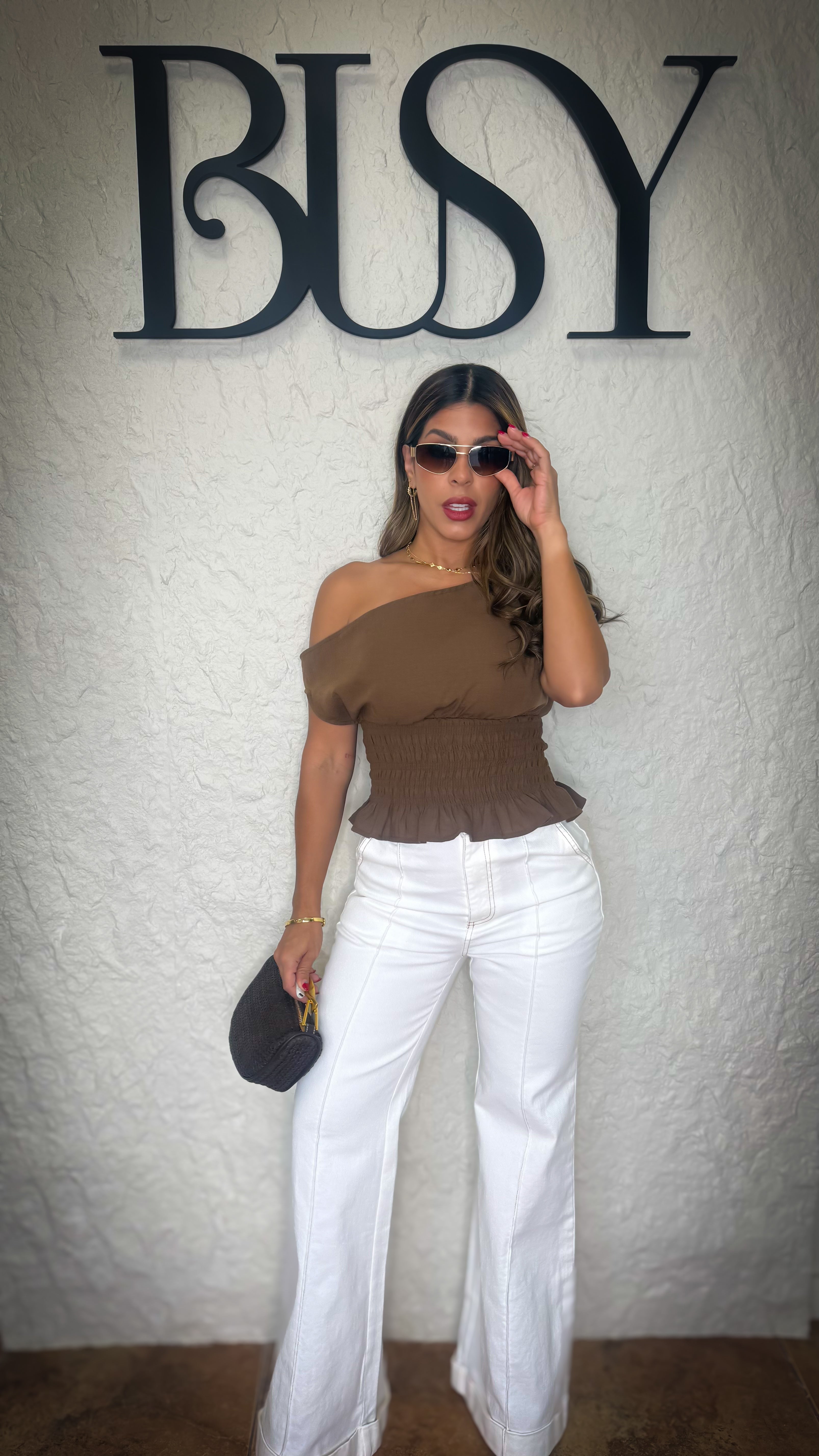 “GEMMA” IVORY DENIM HIGH WAIST PANT