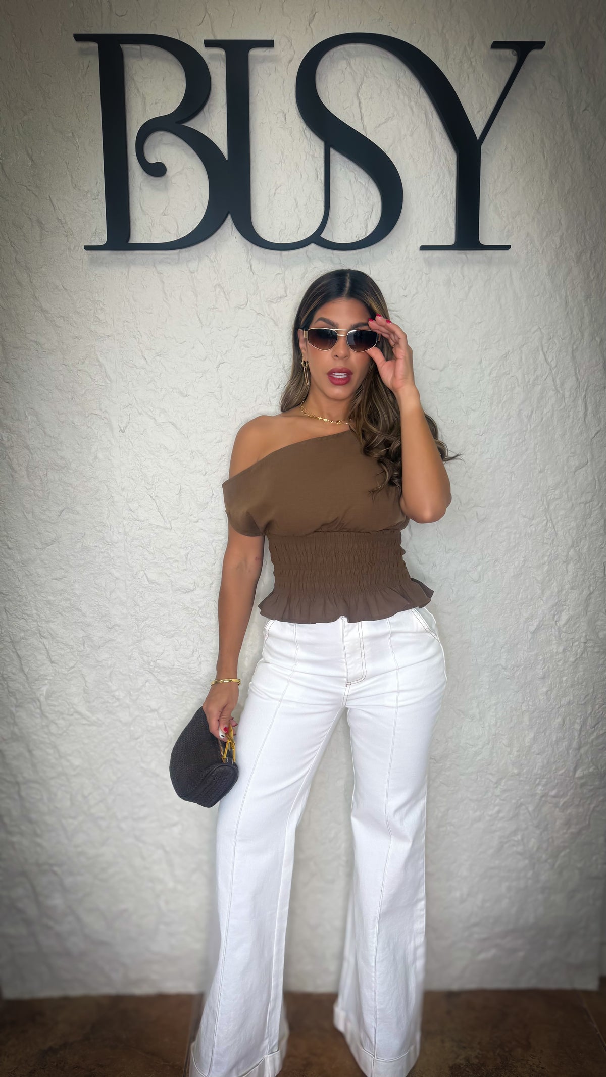 “GEMMA” IVORY DENIM HIGH WAIST PANT