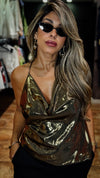 “GOLDEN” COWL NECK TOP