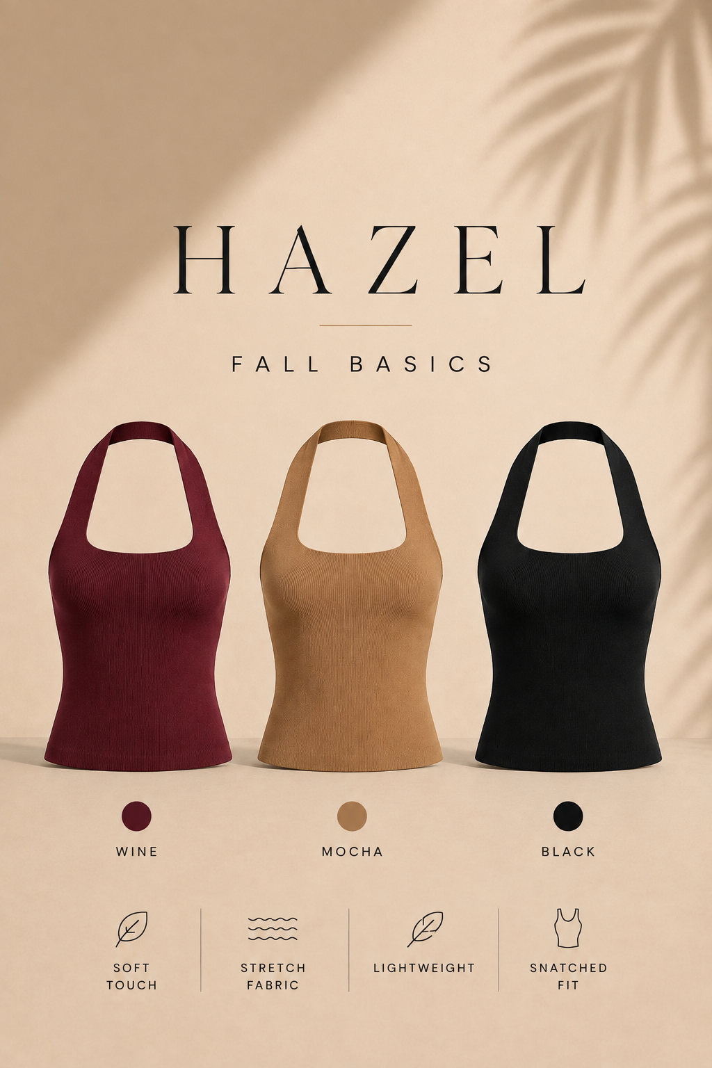 “HAZEL” SQUARE NECK HALTER NECK KNIT TOP