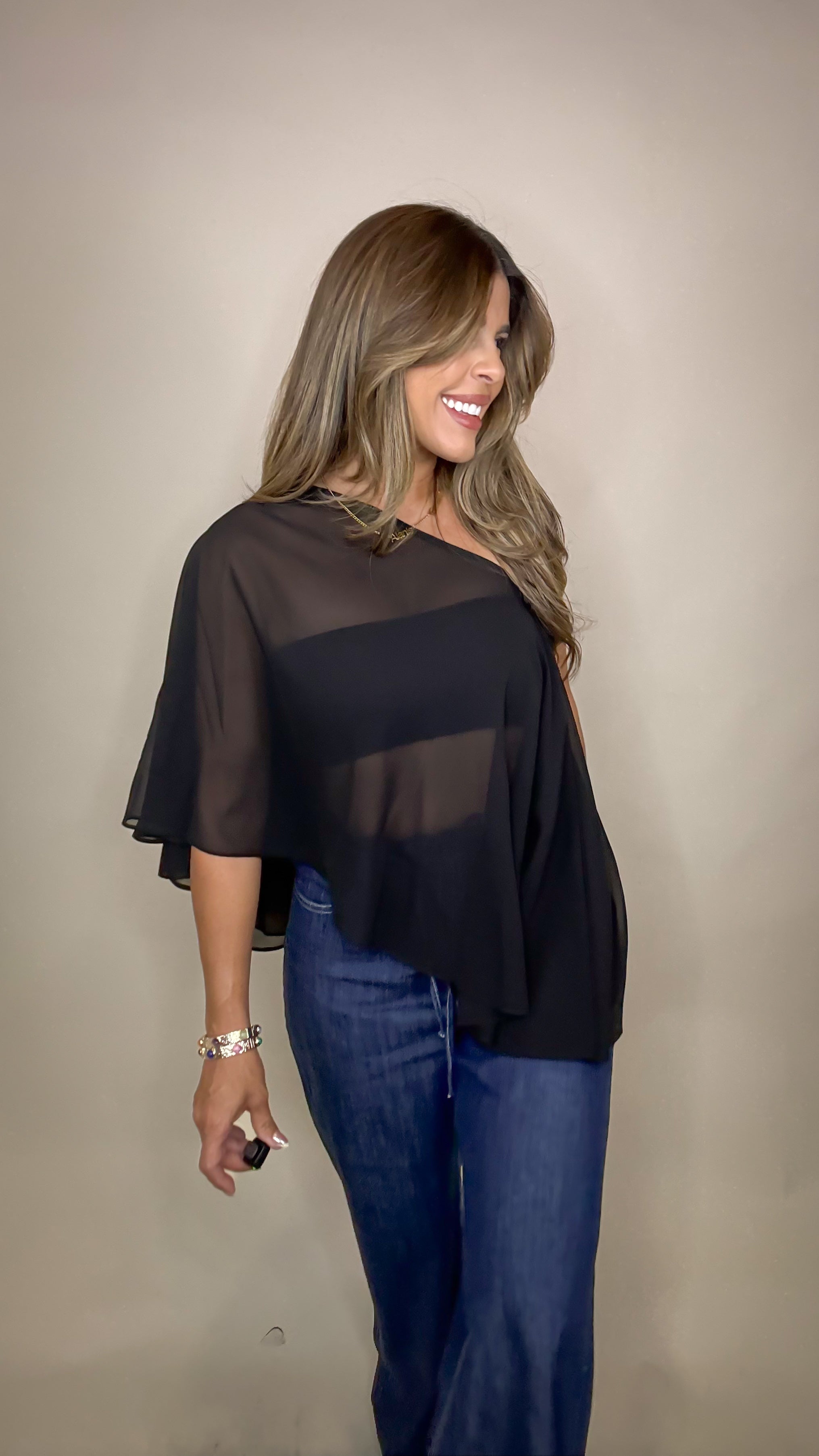 “CECILIA” SHEER PONCHO