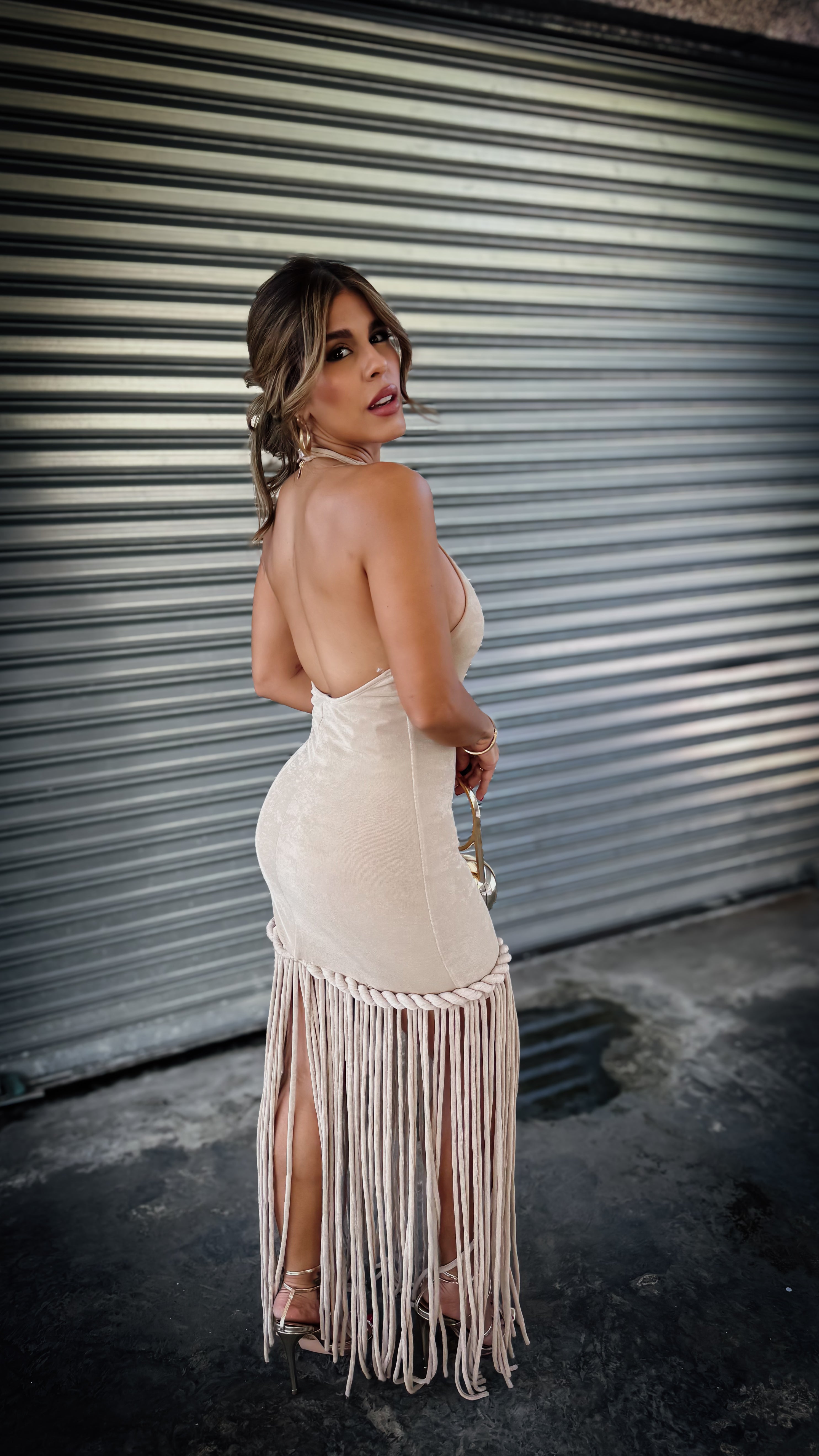 “BELLE” FRINGE DETAIL MAXI DRESS