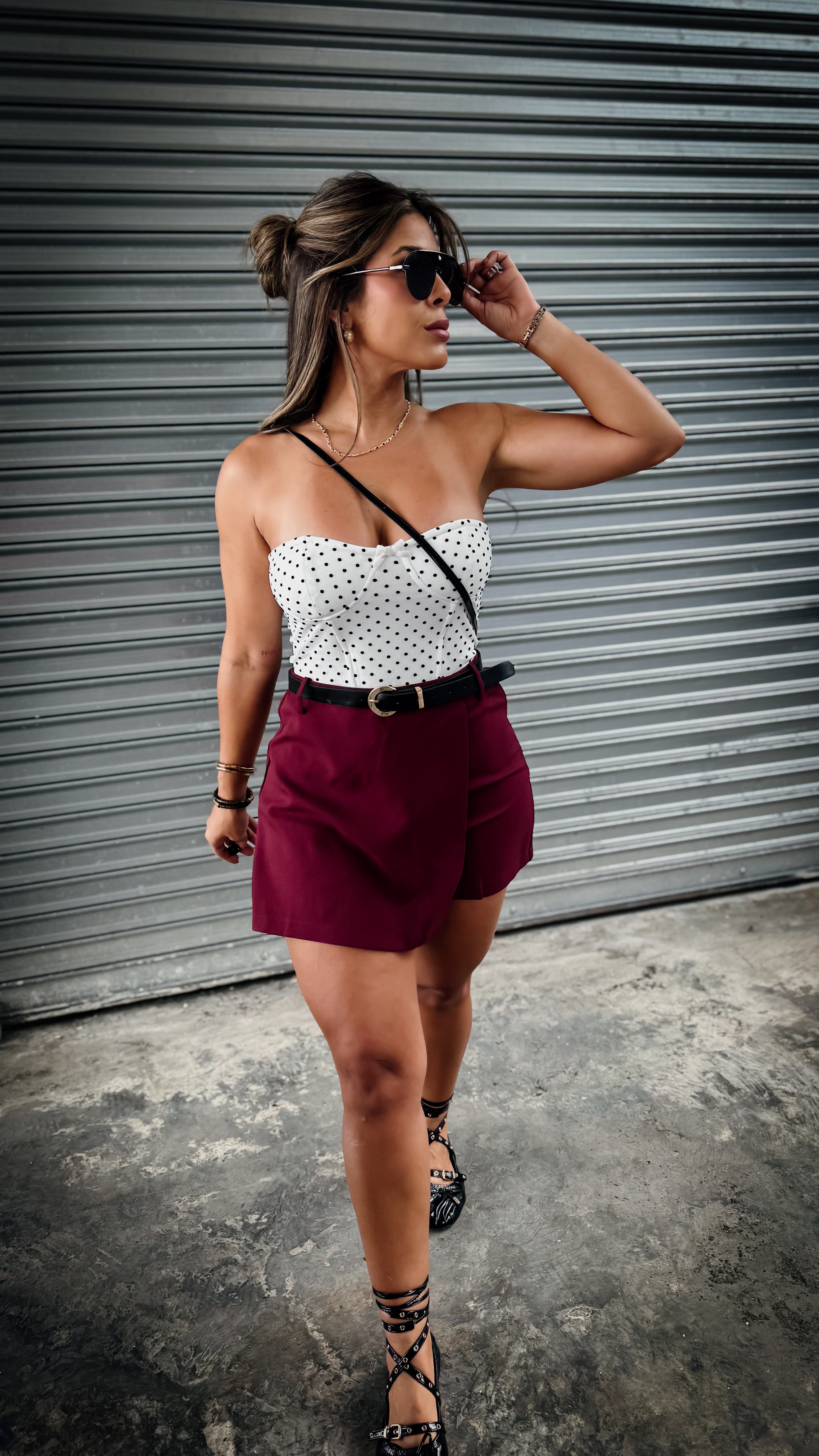 “NURIA” TWILL BELTED SKORT