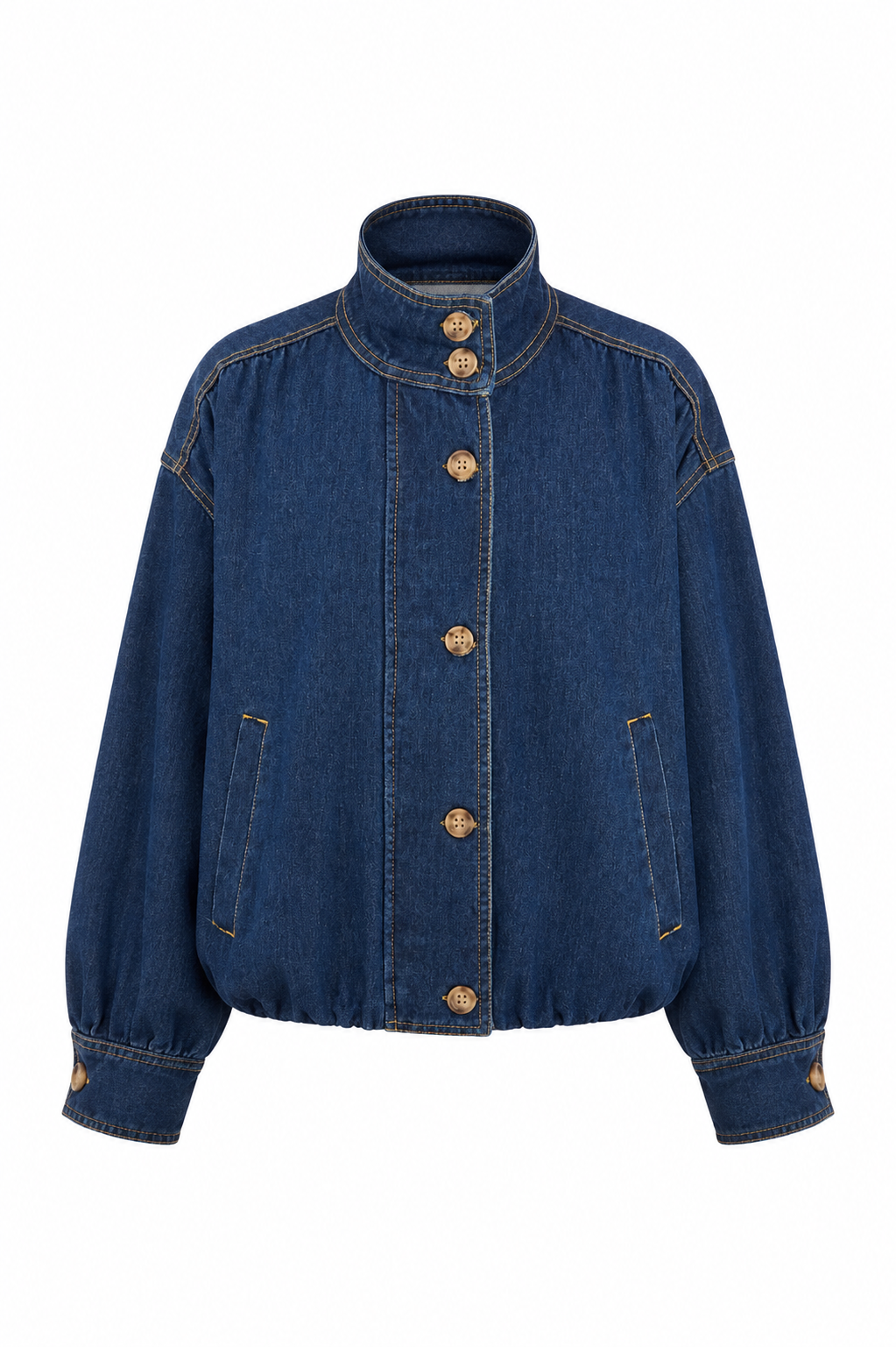 “JULIANA” DENIM FUNNEL NECK JACKET