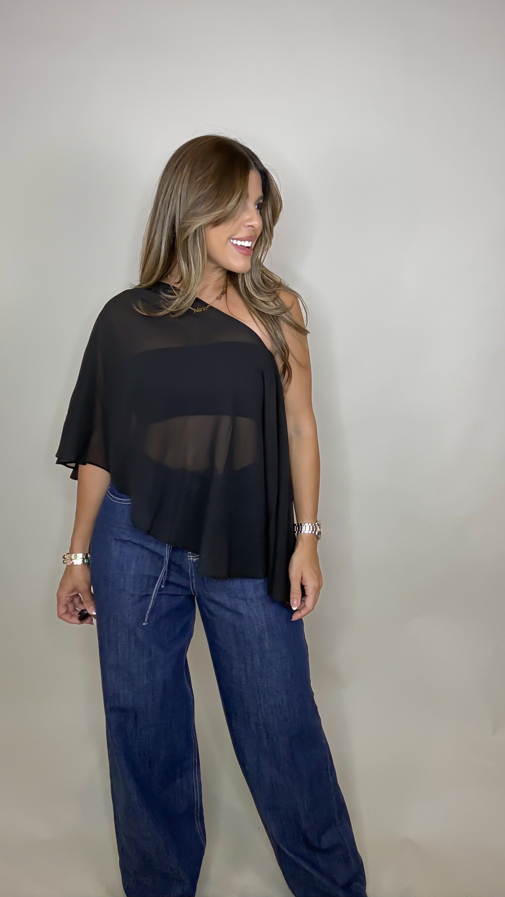 “CECILIA” SHEER PONCHO