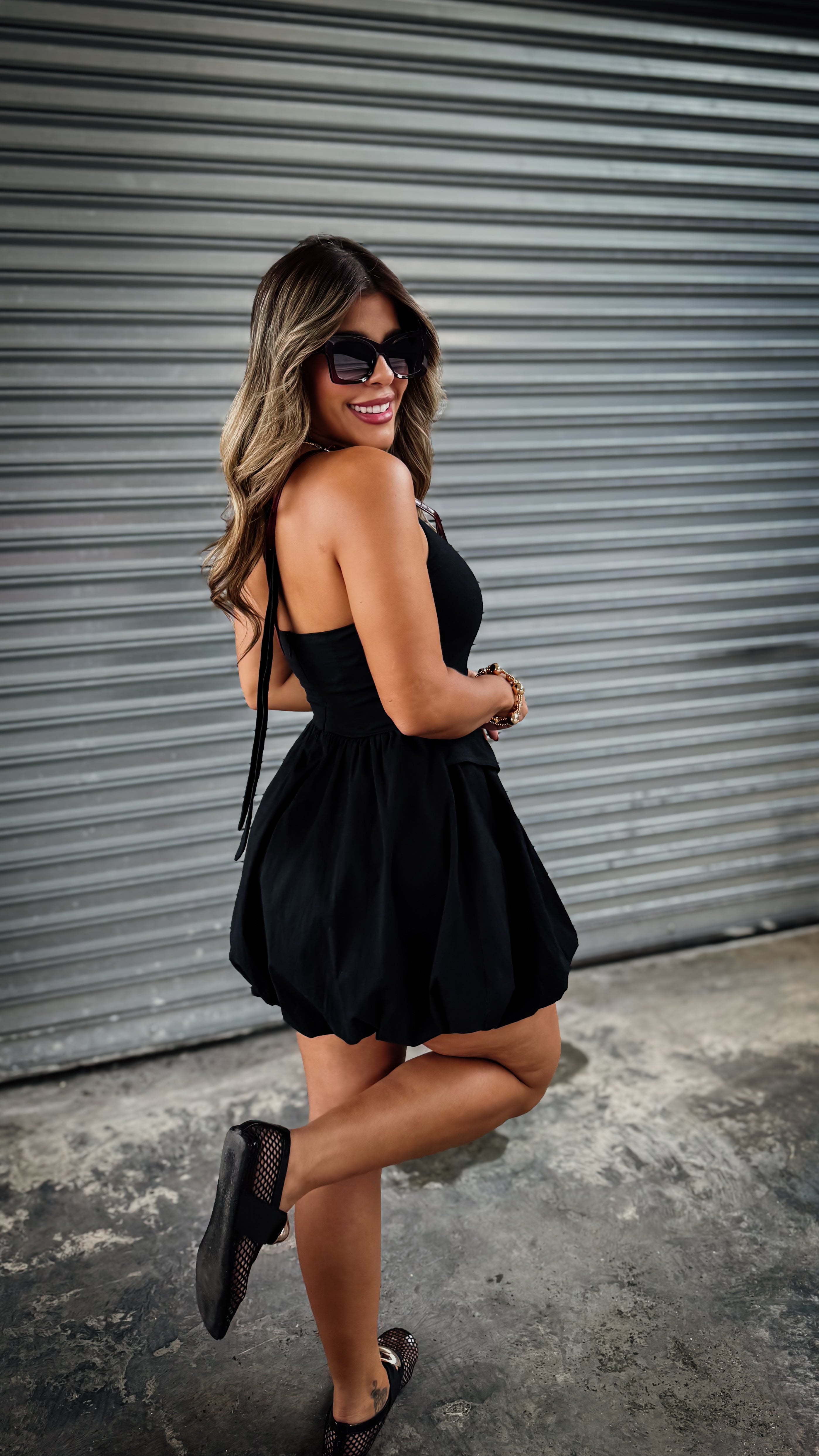 “ARIA” HALTER NECK VEST BUBBLE DRESS
