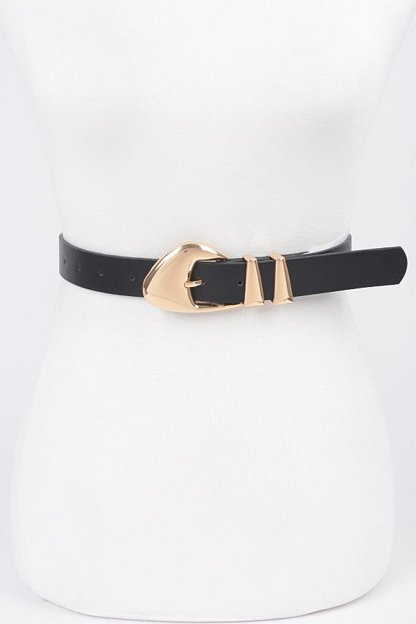 FAUX LEATHER METAL BUCKLE BELT