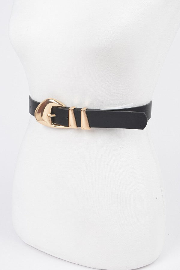 FAUX LEATHER METAL BUCKLE BELT