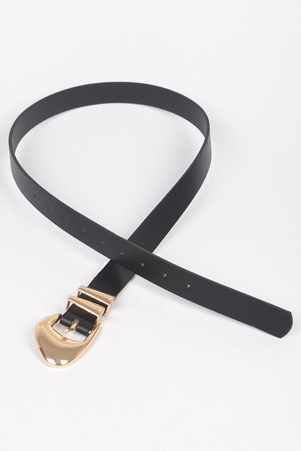 FAUX LEATHER METAL BUCKLE BELT