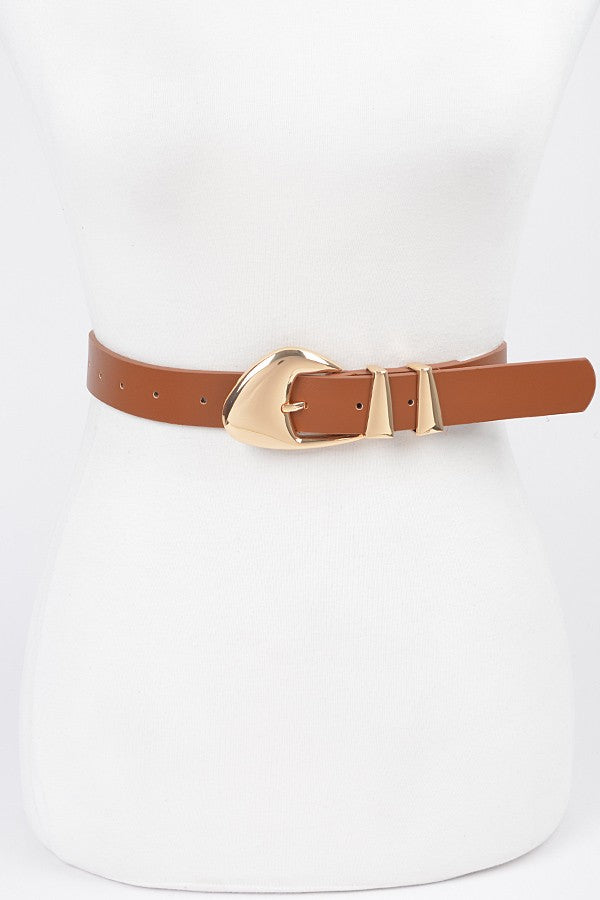 FAUX LEATHER METAL BUCKLE BELT