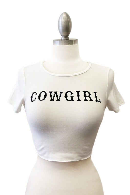 “COWGIRL” SHORT SLEEVE CROP TOP