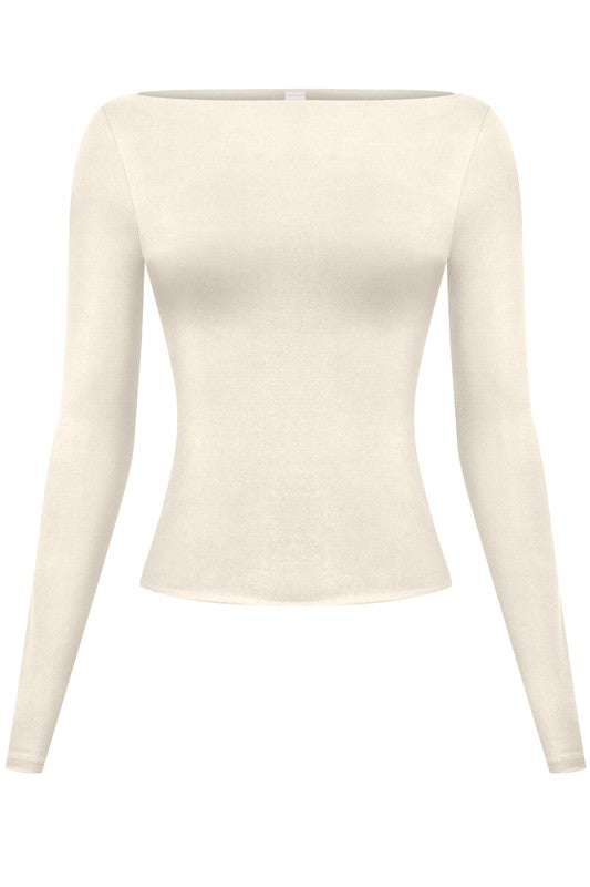 “DARCY” LONG SLEEVE BOAT NECK TOP