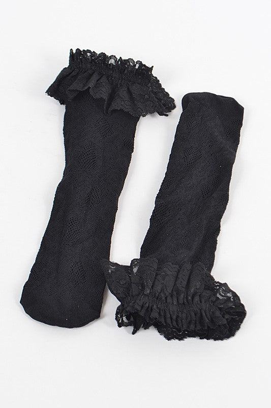 LACED FLORAL MESH SOCKS
