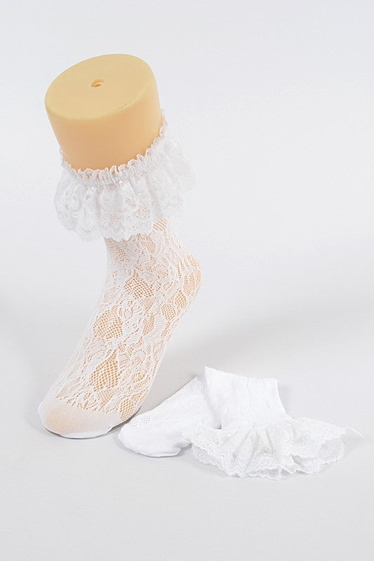 LACED FLORAL MESH SOCKS
