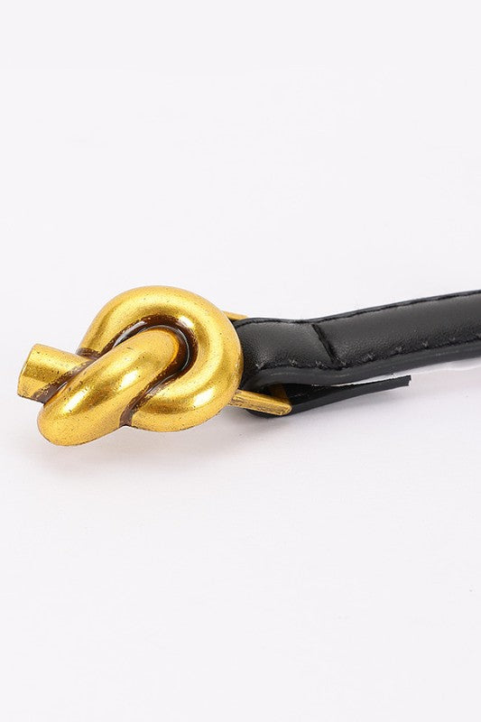 METAL BUCKLE FAUX LEATHER BELT