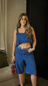 “HEENAH” DENIM TANK AND BERMUDA SHORT SET