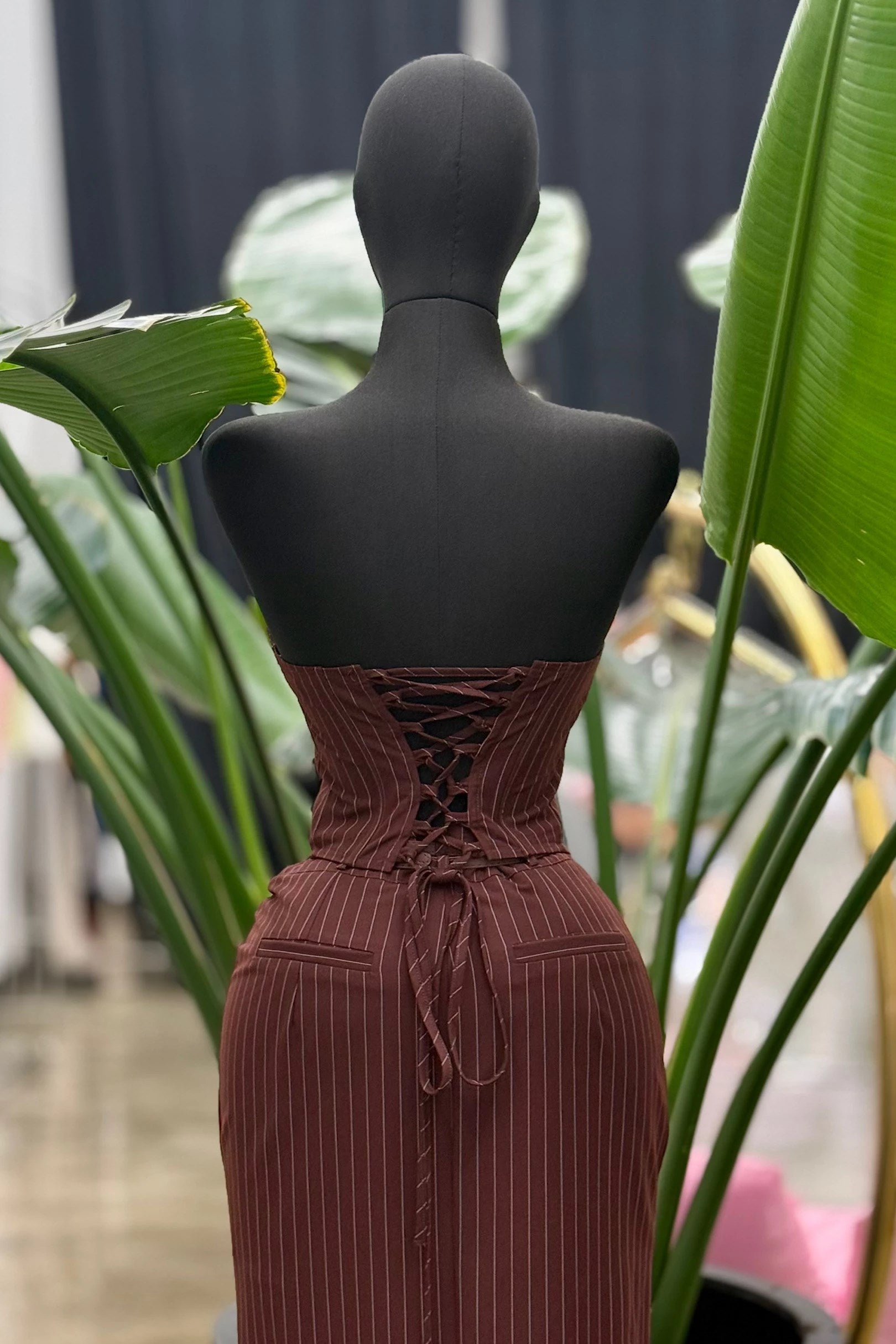 “CARDI” STRIPED CORSET TOP AND MAXI SKIRT TOP