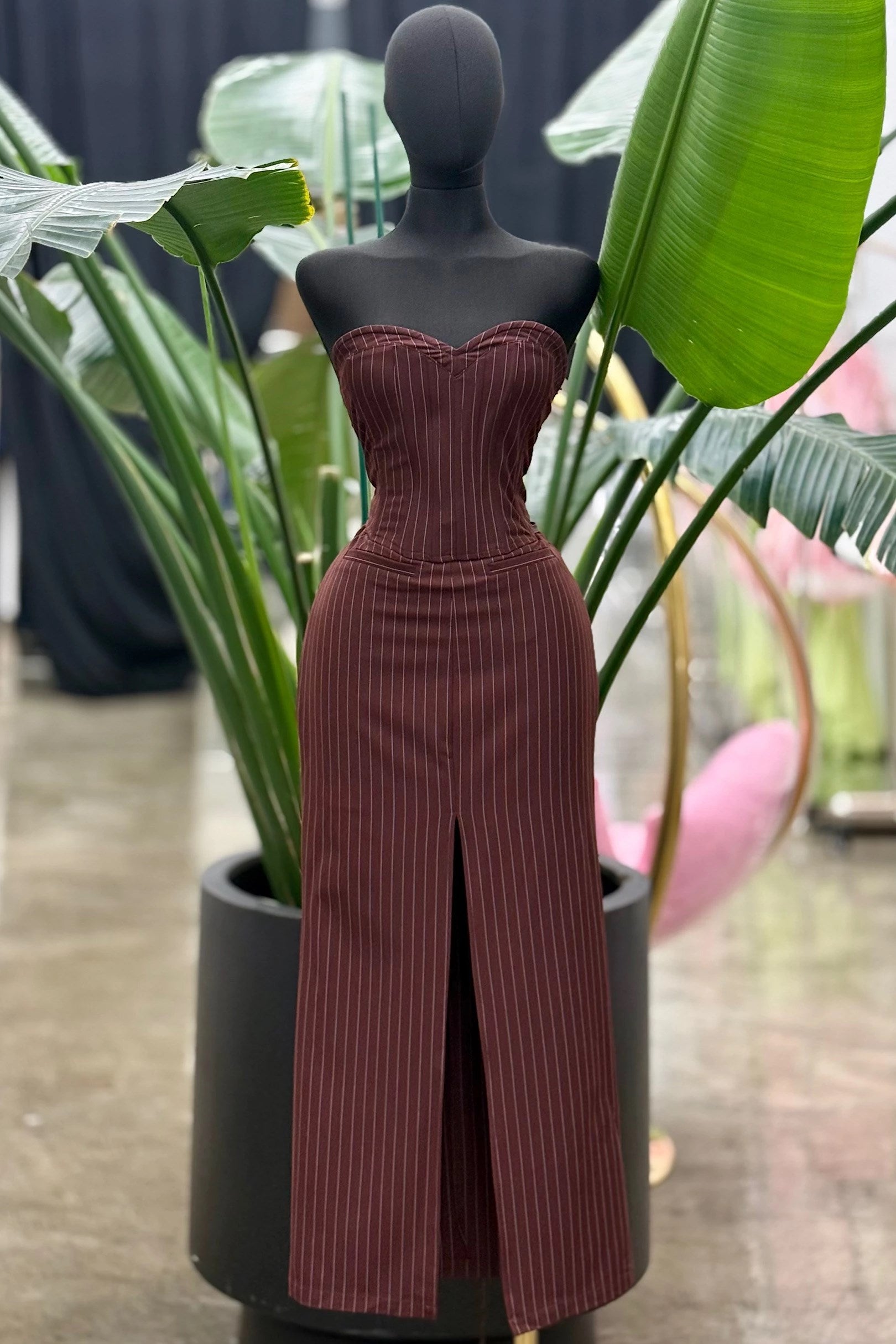 “CARDI” STRIPED CORSET TOP AND MAXI SKIRT TOP
