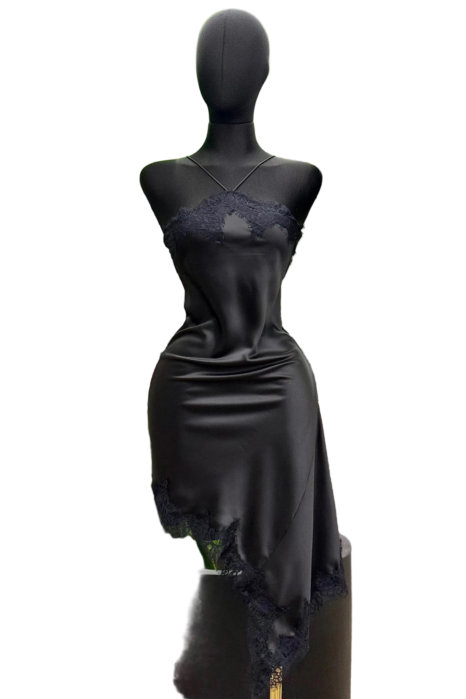 “VERO” ASYMMETRICAL HALTER SILK DRESS