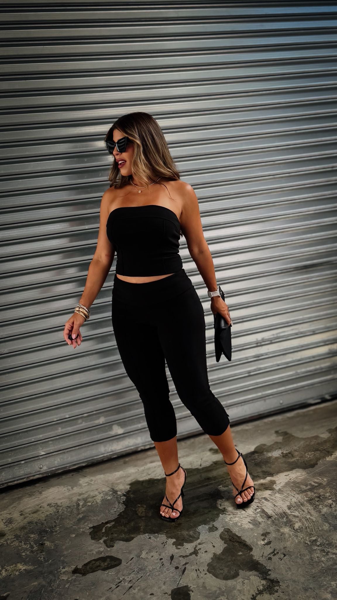 “SELINA” SOFT TUBE TOP AND CAPRI PANT SET