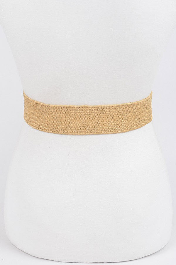 PEARL BUCKLE STRAW BELT