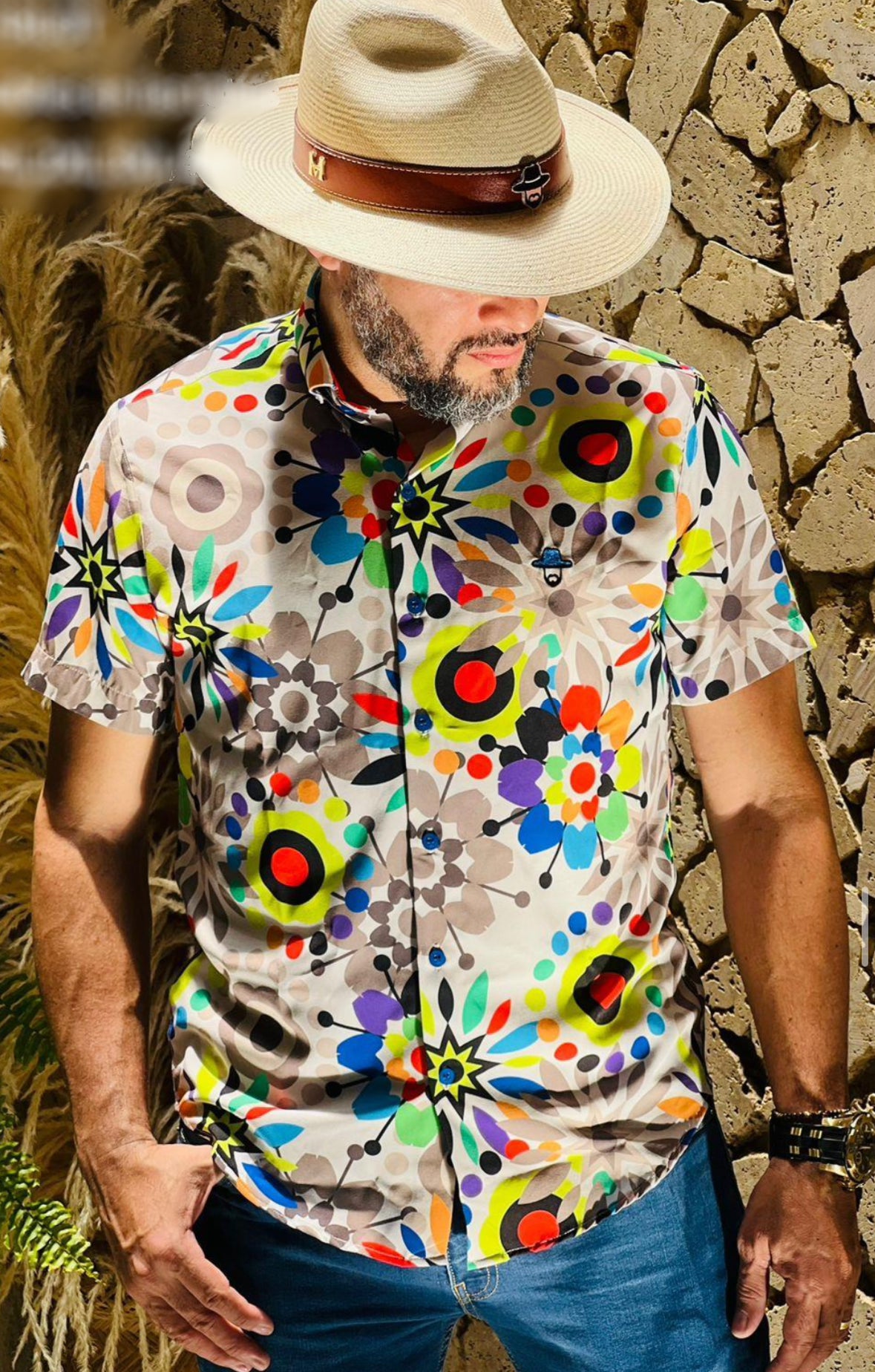 “ABSTRACT NEON” BUTTON DOWN MENS SHIRT