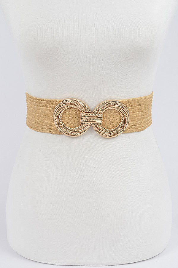 GOLD BUCKLE STRAW BELT